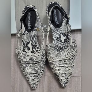 Jeffrey Campbell Myron Snakeskin Slingback Flat Mules Size 8